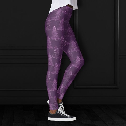 Leggings Moody Tree Motif | Noel profond pourpre de prune