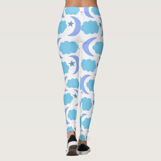 Leggings Moon Cloud Stars Motif Bleu pourpre (Dos)
