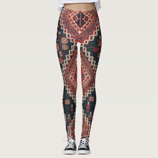 Leggings Moquette orientale bleu turc persan karbistan (Devant)