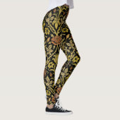 Leggings Morris Arrière - plan noir Rose et Motif de fleurs (Droite)