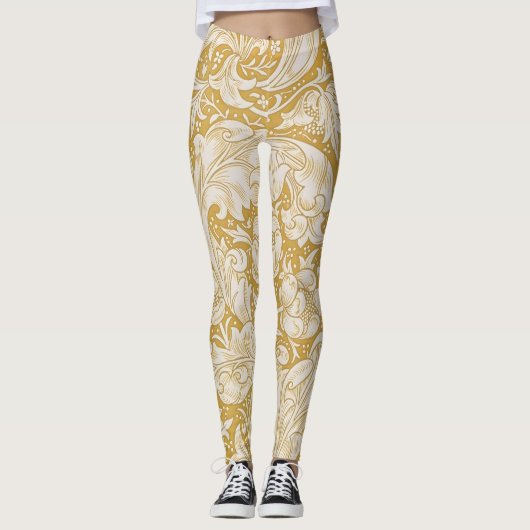 Leggings Morris Bachelor's Button Flower & Golden Stems (Devant)