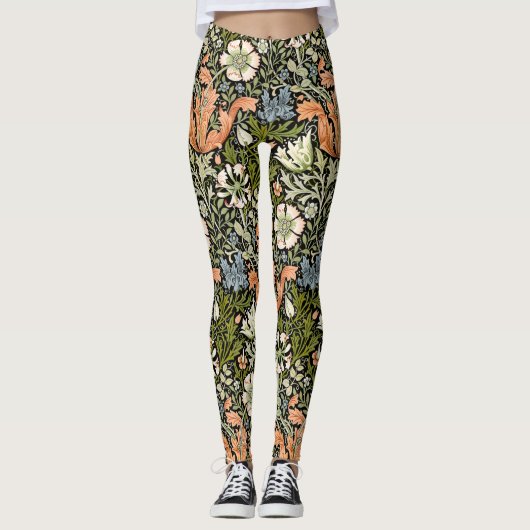 Leggings Morris BlackBackground 1896 Compton Floral Pattern (Devant)