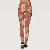 Leggings Morris Inspiré Lily Flower Botanique Rouge Textile (Dos)