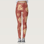Leggings Morris Inspiré Lily Flower Botanique Rouge Textile (Devant)