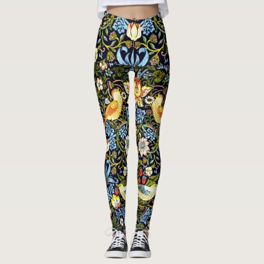 Leggings Morris - Strawberry Thief, célèbre motif, (Devant)