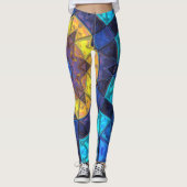 Leggings Mosaic Kaleidoscope Fleur Bleu et Jaune (Devant)