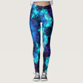 Leggings Mosaic Kaleidoscope Fleur bleu et violet (Devant)