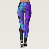 Leggings Mosaic Kaleidoscope Fleur Bleu pourpre et noir (Dos)