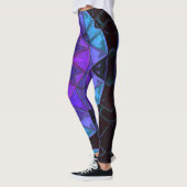 Leggings Mosaic Kaleidoscope Fleur Bleu pourpre et noir (Gauche)