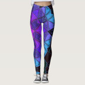 Leggings Mosaic Kaleidoscope Fleur Bleu pourpre et noir (Devant)