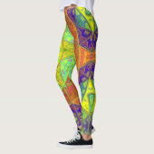 Leggings Mosaic Kaleidoscope Fleur Jaune Vert et Orange (Gauche)