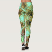 Leggings Mosaic Kaleidoscope Fleur Vert et Brown (Dos)