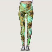 Leggings Mosaic Kaleidoscope Fleur Vert et Brown (Devant)