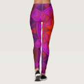 Leggings Mosaic Kaleidoscope Fleur violet rose et rouge (Dos)