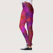 Leggings Mosaic Kaleidoscope Fleur violet rose et rouge (Gauche)
