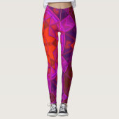 Leggings Mosaic Kaleidoscope Fleur violet rose et rouge (Devant)