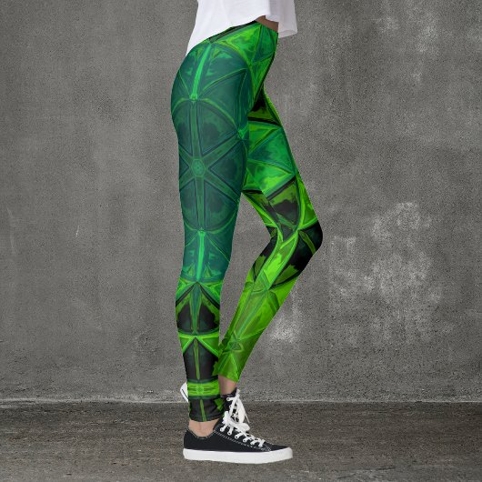 Leggings Mosaic Kaleidoscope Vert Fleur