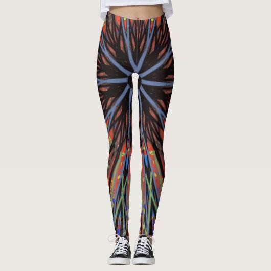 Leggings Mosaic Mandala bleu et violet (Devant)