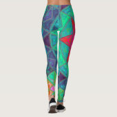 Leggings Mosaic Mandala bleu vert et rouge (Dos)