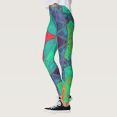Leggings Mosaic Mandala bleu vert et rouge (Gauche)