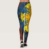 Leggings Mosaic Mandala Fleur Jaune Bleu et Rouge (Dos)