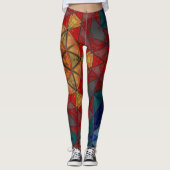 Leggings Mosaic Mandala Fleur Rouge Bleu et Jaune (Devant)