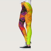 Leggings Mosaic Mandala Fleur Rouge violet et orange (Gauche)