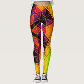 Leggings Mosaic Mandala Fleur Rouge violet et orange (Devant)