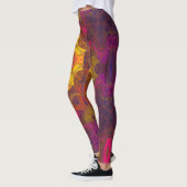 Leggings Mosaic Mandala Flower jaune rose et violet (Gauche)