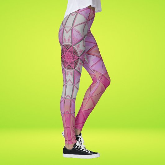 Leggings Mosaic Mandala Flower rose et blanc