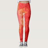 Leggings Mosaic Mandala Flower rouge et orange (Devant)