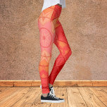 Leggings Mosaic Mandala Flower rouge et orange<br><div class="desc">Cette fleur en mosaïque kaléidoscope présente des carreaux brillants rouges et oranges. Sa géométrie vive s'inspire des fractales,  des mandalas et des mosaïques en vitraux. Obtenez ce design trippy maintenant pour votre ami préféré qui aime les couleurs vives!</div>