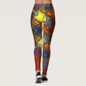 Leggings Mosaic Mandala Flower rouge jaune et bleu (Dos)