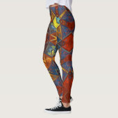 Leggings Mosaic Mandala Flower rouge jaune et bleu (Gauche)