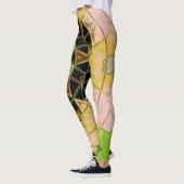 Leggings Mosaic Mandala Flower vert jaune et noir (Gauche)