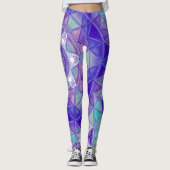 Leggings Mosaic Mandala Flower violet bleu et blanc (Devant)