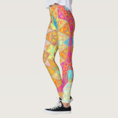 Leggings Mosaic Mandala jaune rose et bleu (Gauche)