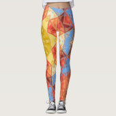 Leggings Mosaic Mandala orange bleu et jaune (Devant)