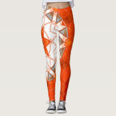 Leggings Mosaic Mandala Orange et Blanc (Devant)
