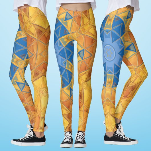 Leggings Mosaic Mandala orange et bleu