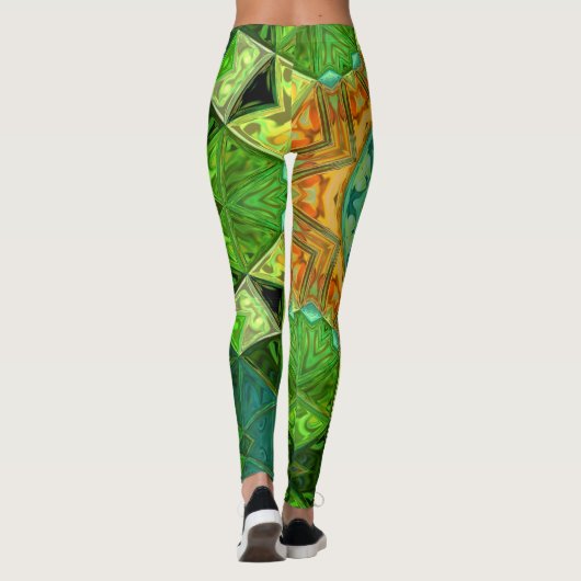 Leggings Mosaic Mandala Orange et vert (Dos)
