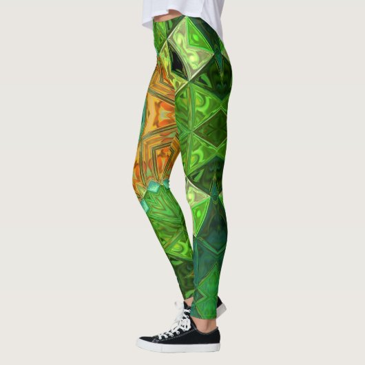 Leggings Mosaic Mandala Orange et vert (Gauche)