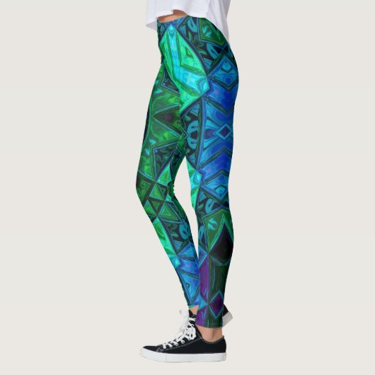 Leggings Mosaic Mandala Vert et Bleu (Gauche)
