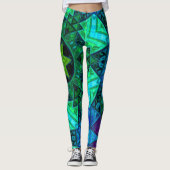 Leggings Mosaic Mandala Vert et Bleu (Devant)