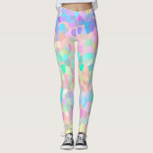 Leggings Mosaïque bleu jaune rose vert pastel Abstrait (Devant)