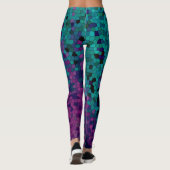 Leggings Mosaïque bleu turquoise Turquoise et violet (Dos)