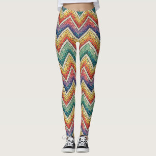 Leggings Mosaïque Chevron Arc-en-ciel – Carreau Géométrique