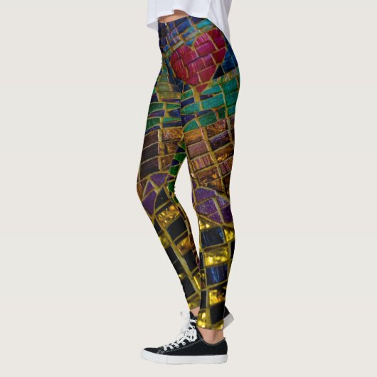 Leggings Mosaïque de cœur rouge coloré (Gauche)