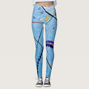 Leggings Mosaïque de miroir bleu Abstrait