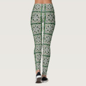 Leggings Mosaïque de pierre céleste verte et blanche (Dos)